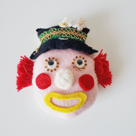 Vintage Handmade Felt Clown Ornament Whimsical Design GUC - Picture 3 of 12